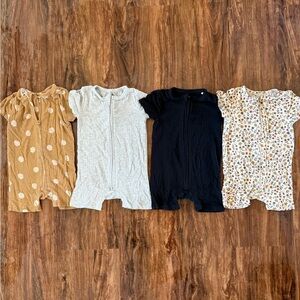 Brave Little Ones Bamboo Ribbed Baby Rompers Summer Pajama Onesie